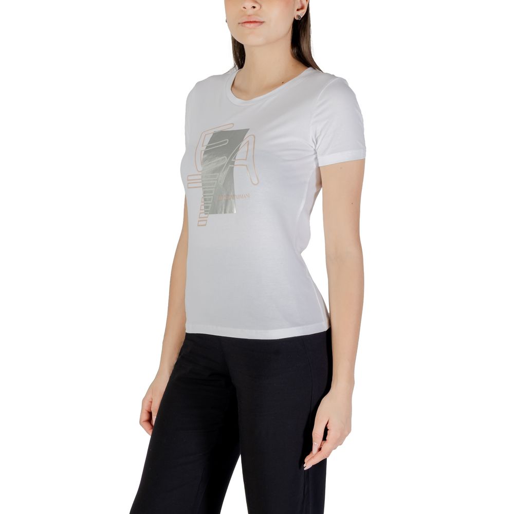 EA7 Emporio Armani Weißes Baumwoll-T-Shirt