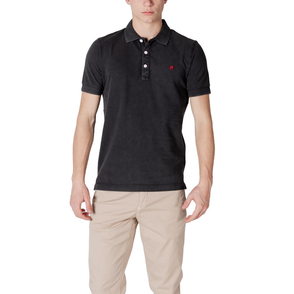 Replay Poloshirt aus schwarzer Baumwolle