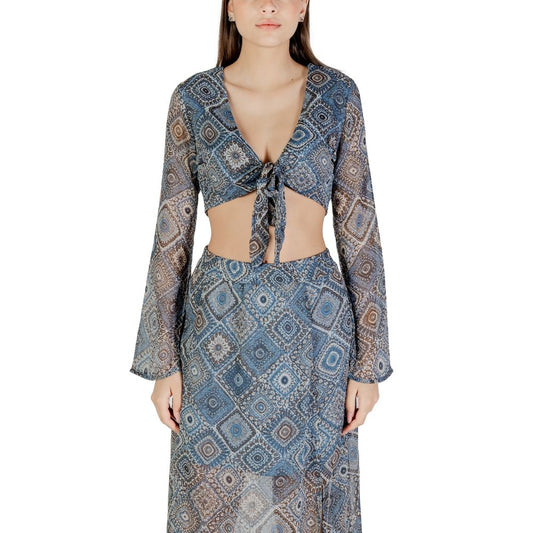 Only – Blaues Oberteil aus recyceltem Polyester