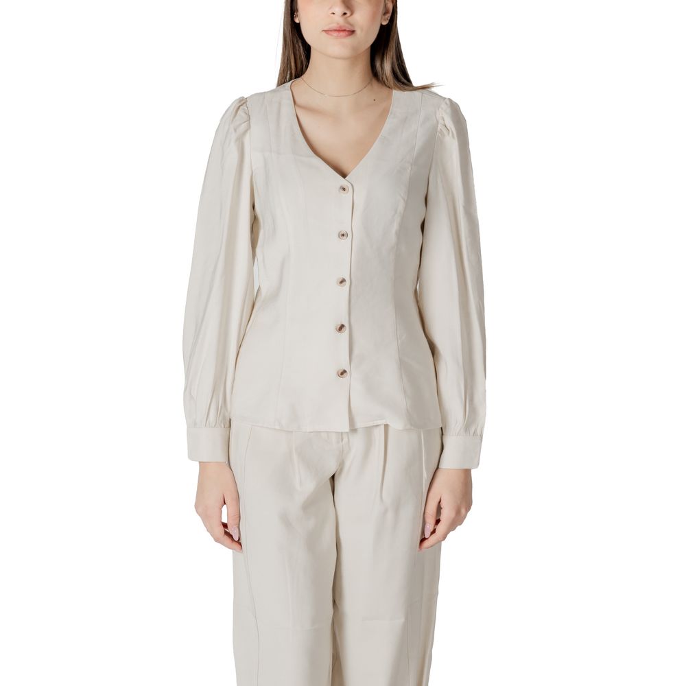 Vila Clothes – Cremefarbenes Viskose-Top