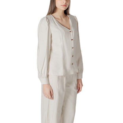 Vila Clothes – Cremefarbenes Viskose-Top