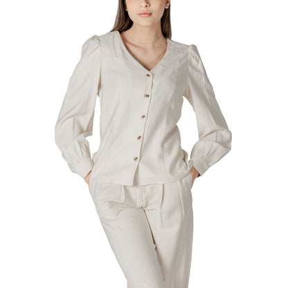 Vila Clothes – Cremefarbenes Viskose-Top