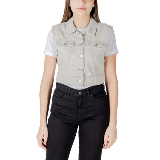 Only – Ärmellose Jacke aus hellblauer Baumwolle