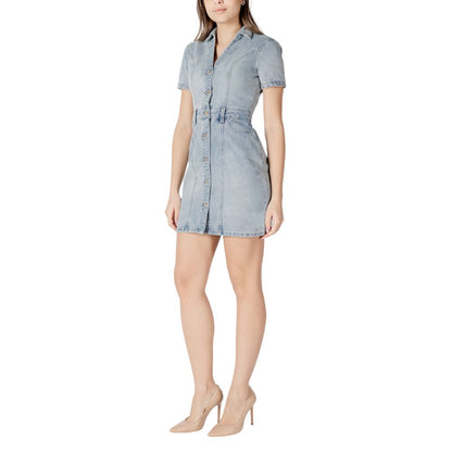 Morgan De Toi Blaues Baumwoll-Midi