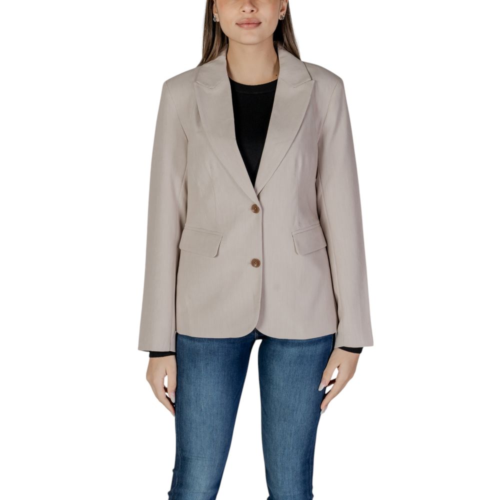 Only – Beigefarbener Blazer aus recyceltem Polyester