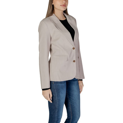 Only – Beigefarbener Blazer aus recyceltem Polyester