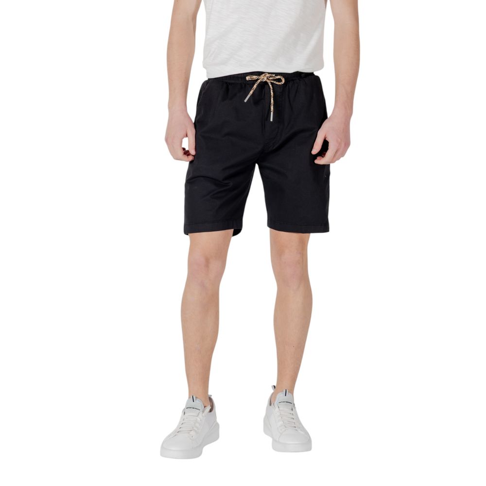 Gianni Lupo Schwarze Baumwoll-Bermudashorts