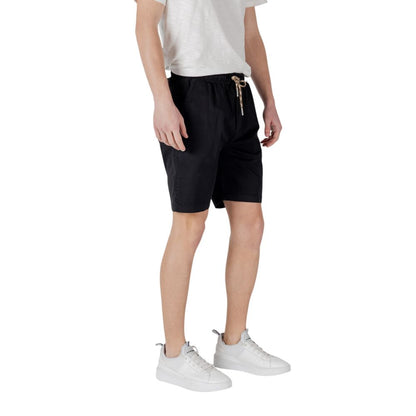Gianni Lupo Schwarze Baumwoll-Bermudashorts