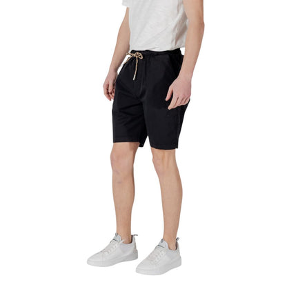 Gianni Lupo Schwarze Baumwoll-Bermudashorts