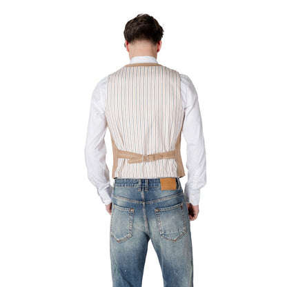 Gianni Lupo Beige Polyester Waistcoat