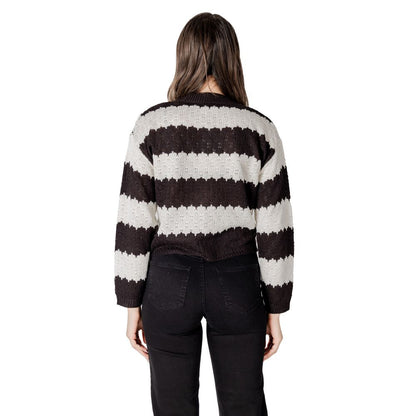 Jacqueline De Yong Black And White Marabou Cardigan