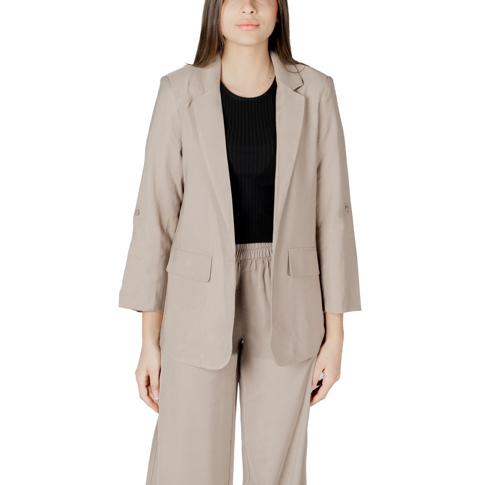 Only – Beigefarbener Viskose-Blazer
