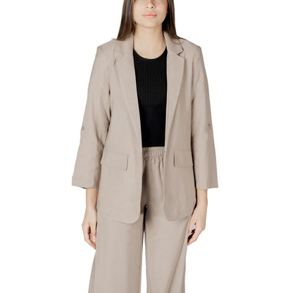 Only – Beigefarbener Viskose-Blazer