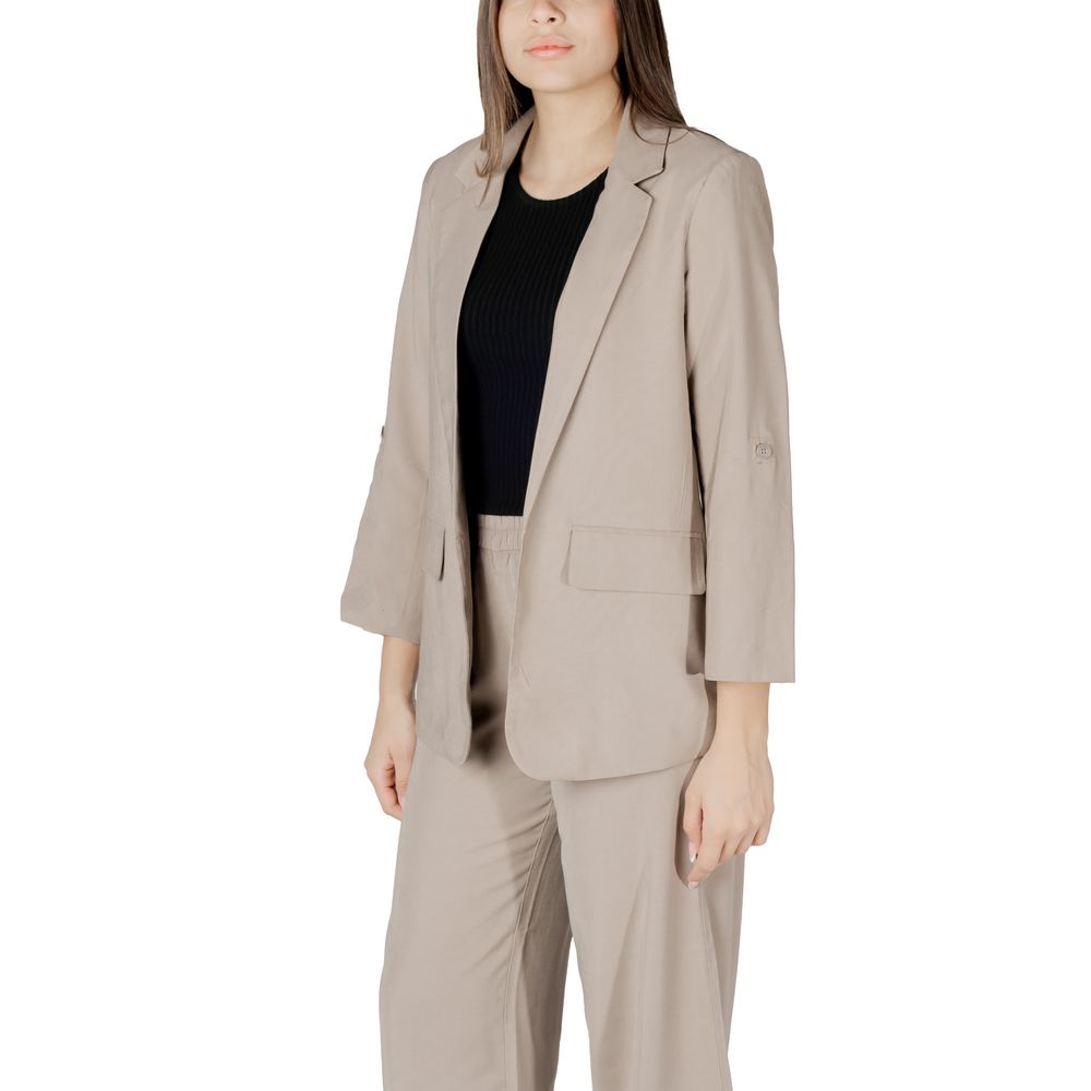 Only – Beigefarbener Viskose-Blazer