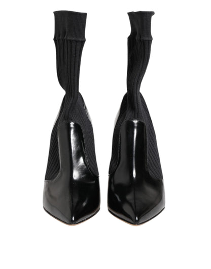 Dolce &amp; Gabbana Schwarze Stretch-Stilettos-Booties-Sockenschuhe