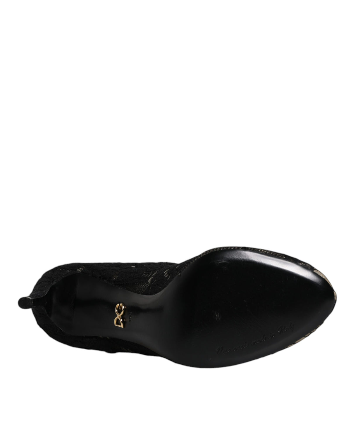 Dolce &amp; Gabbana – Schwarze, wadenhohe Stiefel mit Stretch-Absatz aus Spitze