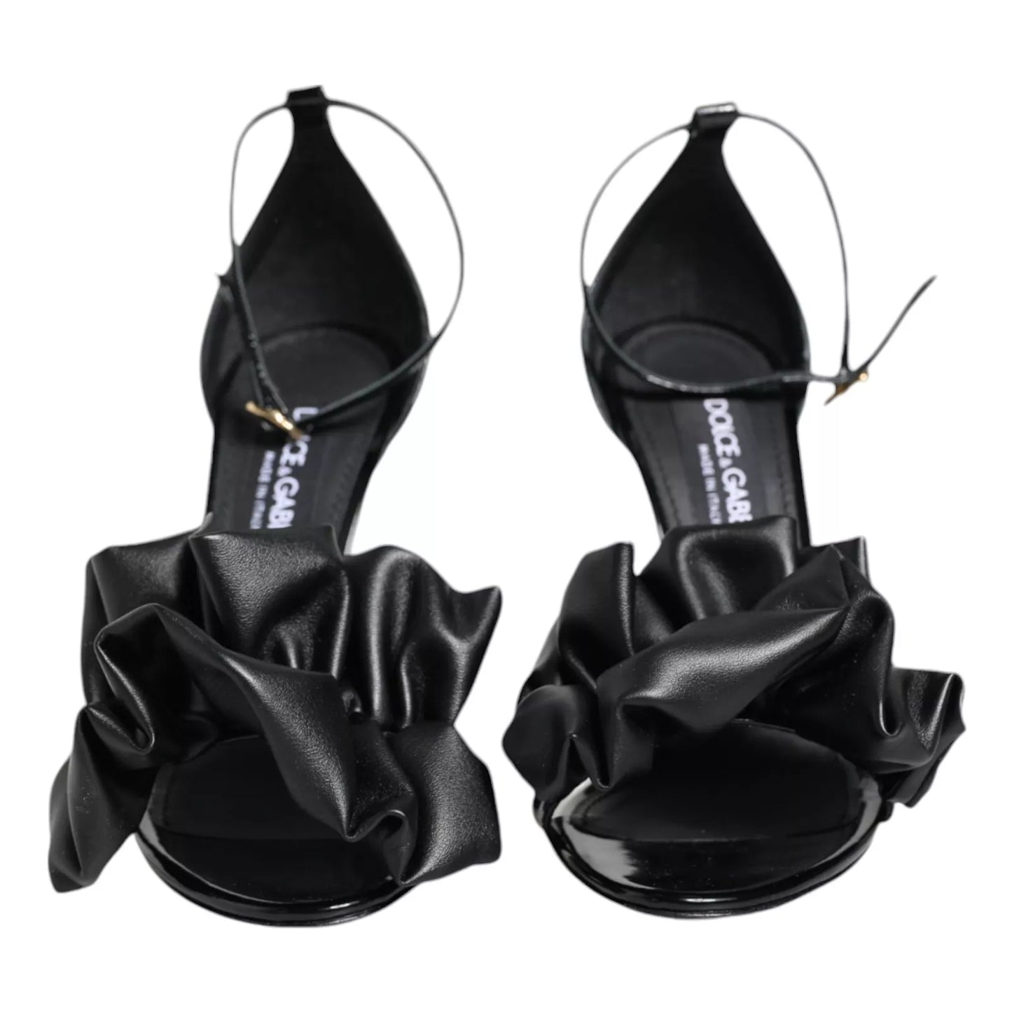 Dolce &amp; Gabbana – Sandalen mit Knöchelriemen aus schwarzem Leder