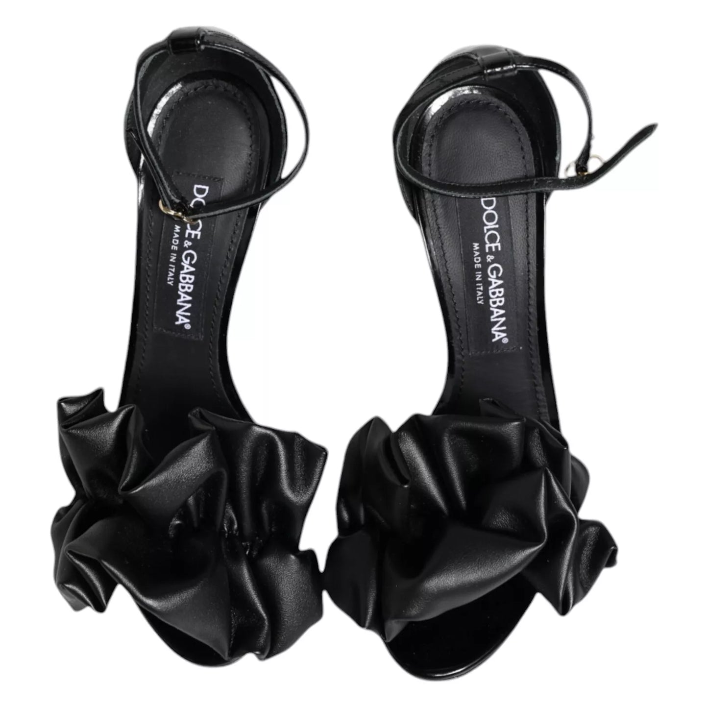 Dolce &amp; Gabbana – Sandalen mit Knöchelriemen aus schwarzem Leder