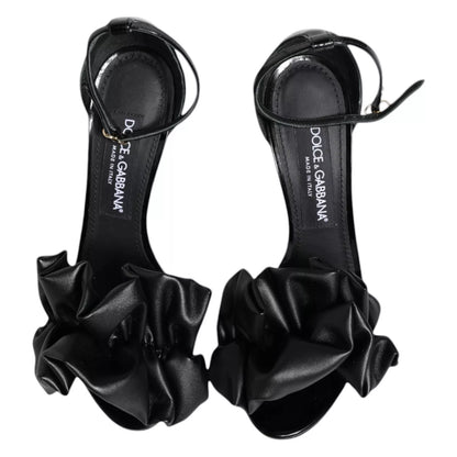 Dolce &amp; Gabbana – Sandalen mit Knöchelriemen aus schwarzem Leder