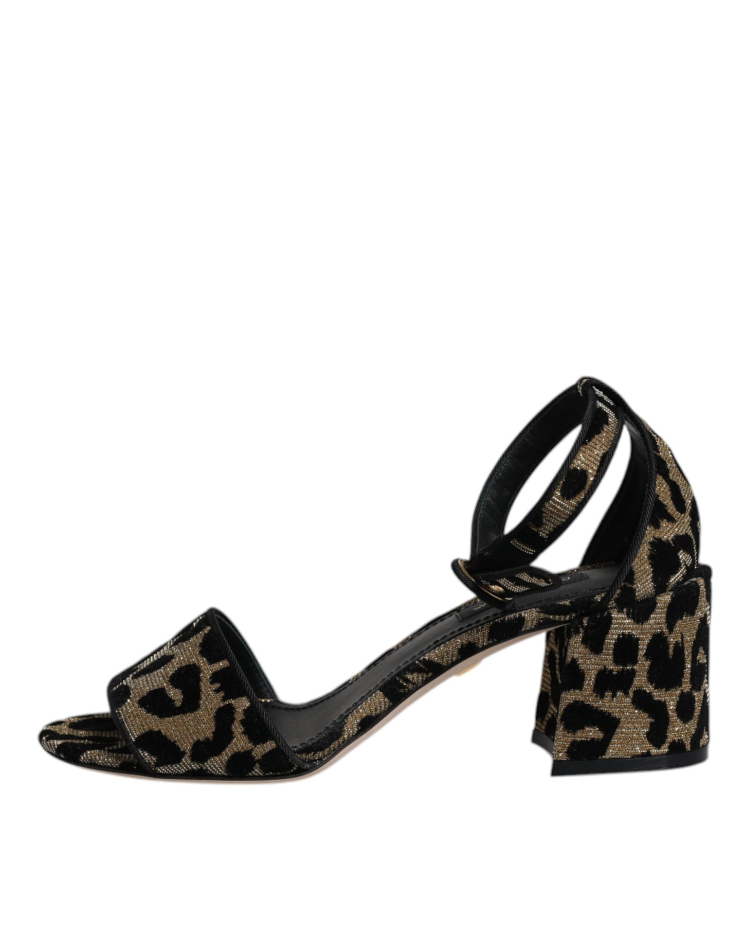Dolce &amp; Gabbana Gold Leopard Knöchelriemen Heels Sandalen Schuhe