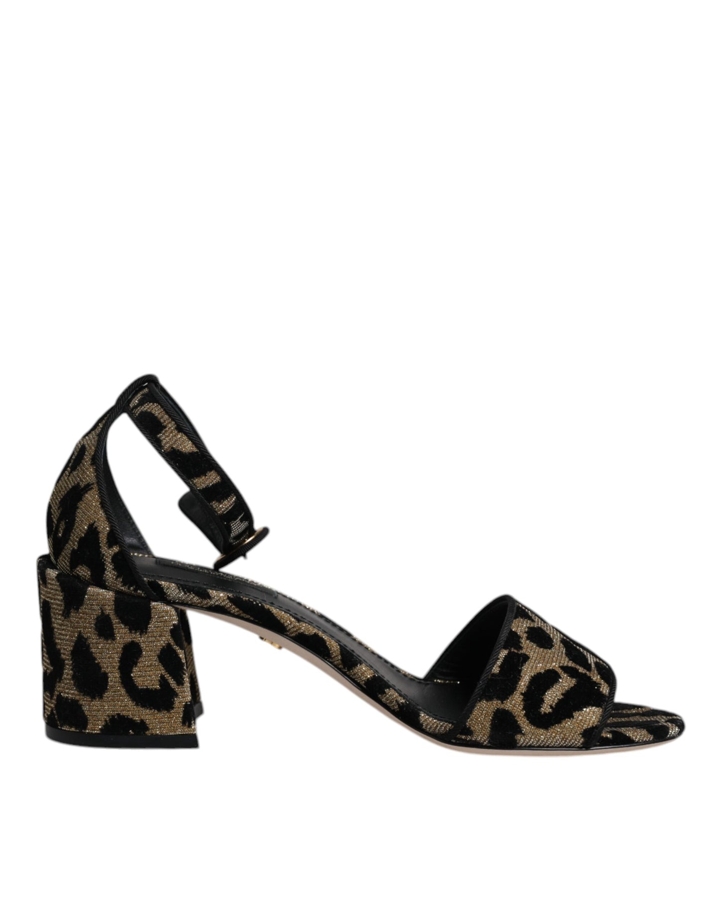 Dolce &amp; Gabbana Gold Leopard Knöchelriemen Heels Sandalen Schuhe