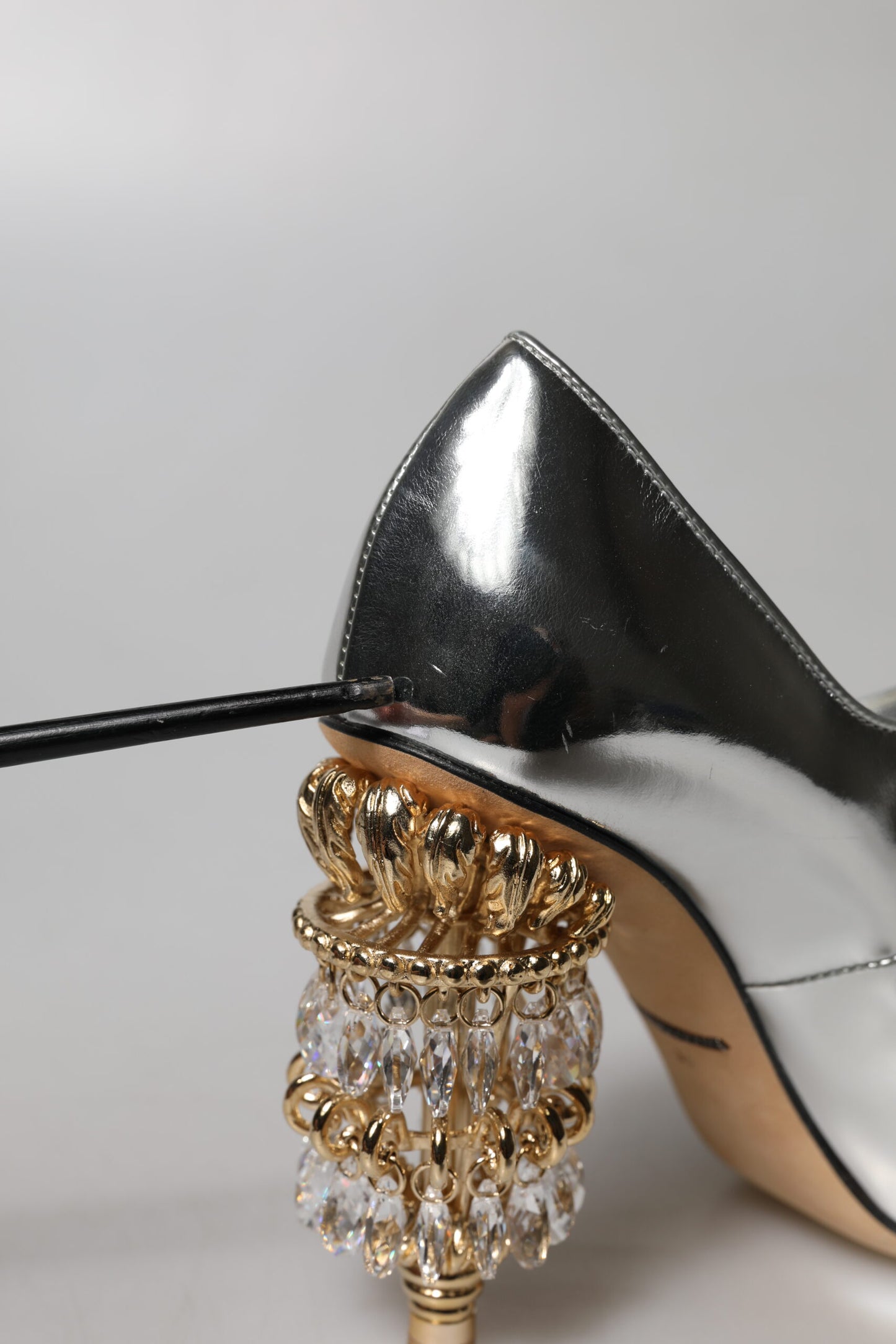 Dolce & Gabbana Silver Chandelier Sculpted Heel Mary Jane Pump Shoes