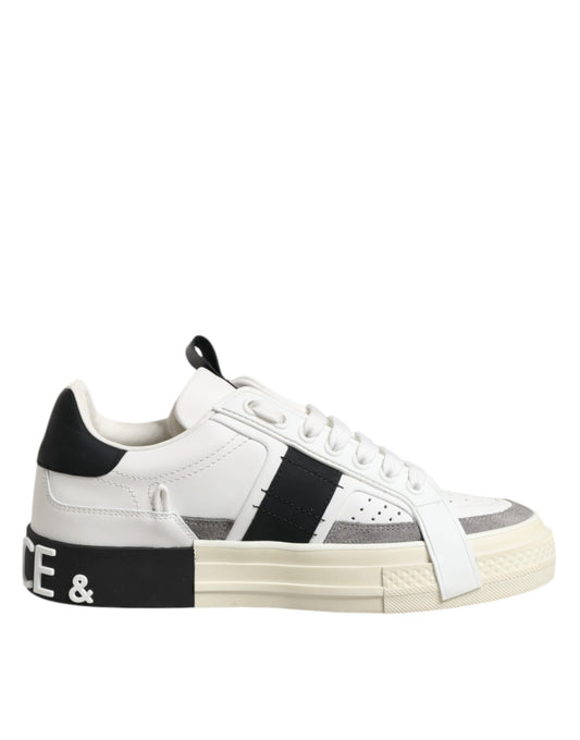 Dolce & Gabbana White Leather Custom 2.Zero Sneakers Shoes