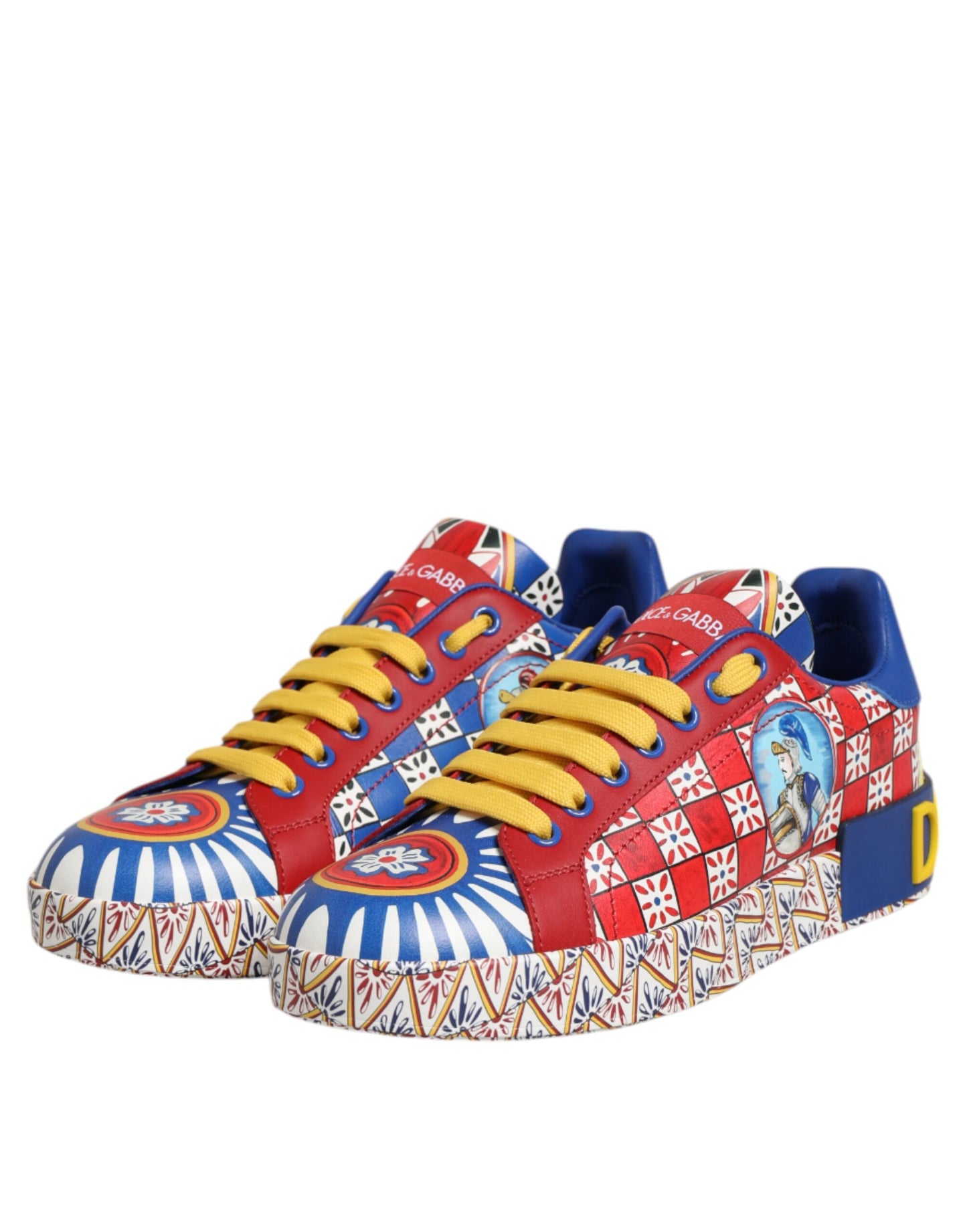 Dolce &amp; Gabbana – Portofino Carretto – Sneakers aus bedrucktem Leder