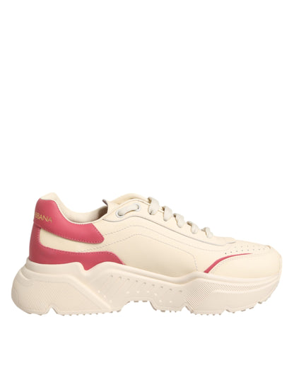 Dolce &amp; Gabbana Daymaster Sneakers aus weißem und rosa Leder