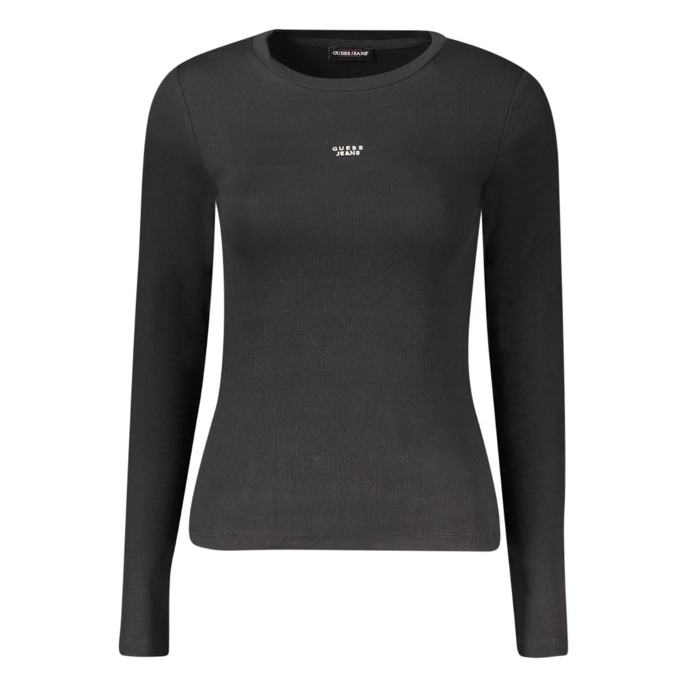 Guess Jeans Schwarzes Baumwoll-T-Shirt für Damen