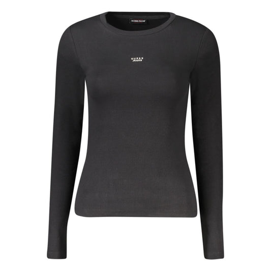 Guess Jeans Schwarzes Baumwoll-T-Shirt für Damen