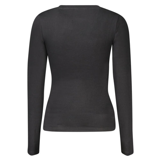 Guess Jeans Schwarzes Baumwoll-T-Shirt für Damen