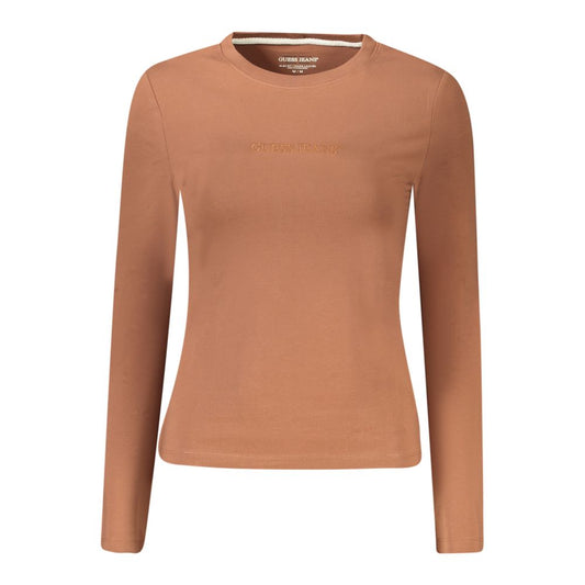 Guess Jeans Braunes Baumwoll-T-Shirt für Damen