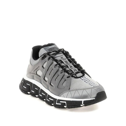 Versace Silver Fabric Athletic Sneakers