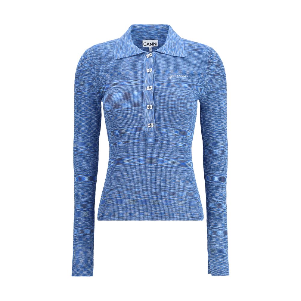 Ganni – Gestreifter Polopullover