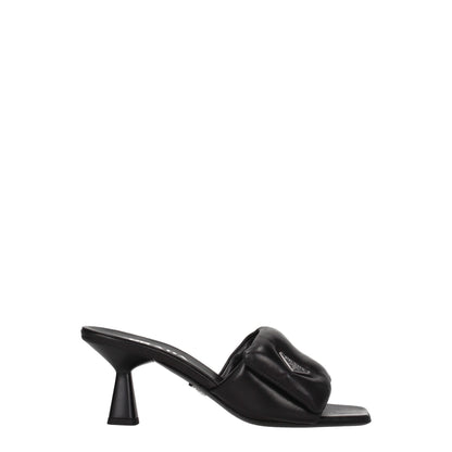 Prada Black Leather Platform Sandals