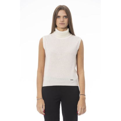 Baldinini Trend Weißer Wollpullover für Damen