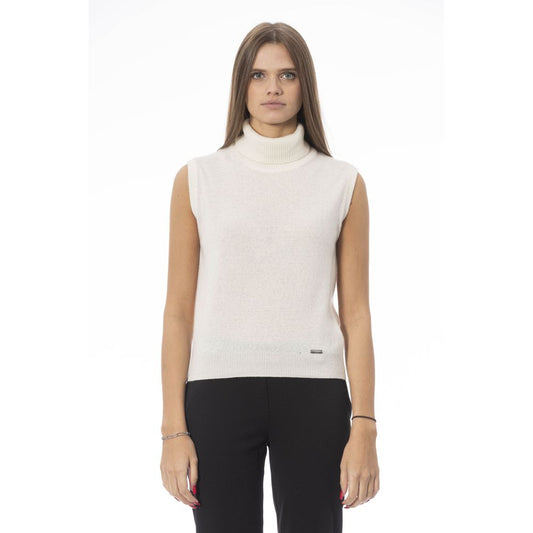 Baldinini Trend Weißer Wollpullover für Damen