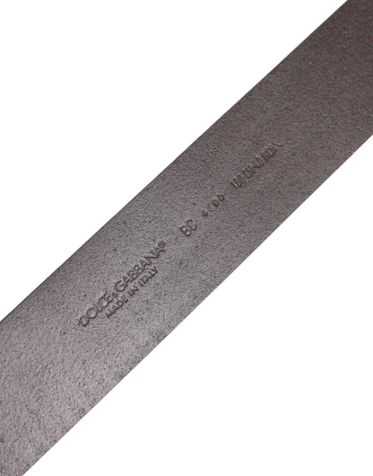 Dolce &amp; Gabbana Brauner Ledergürtel mit Barock-DG-Goldschnalle für Herren