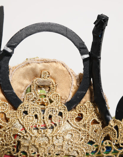 Dolce &amp; Gabbana Gold Messing Kristall verziert Kopfstück Krone Diadem Tiara