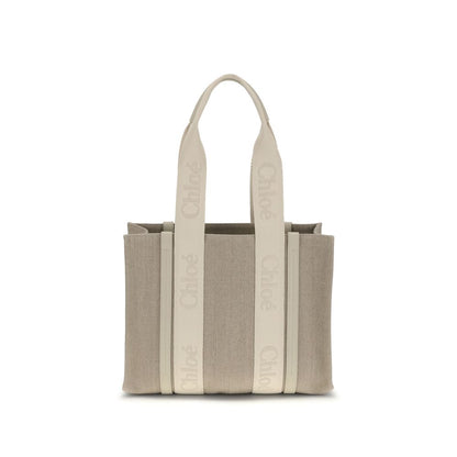 Chloé Schultertasche aus beigefarbenem Leinen