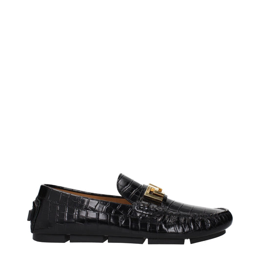 Versace – Slipper aus schwarzem Leder