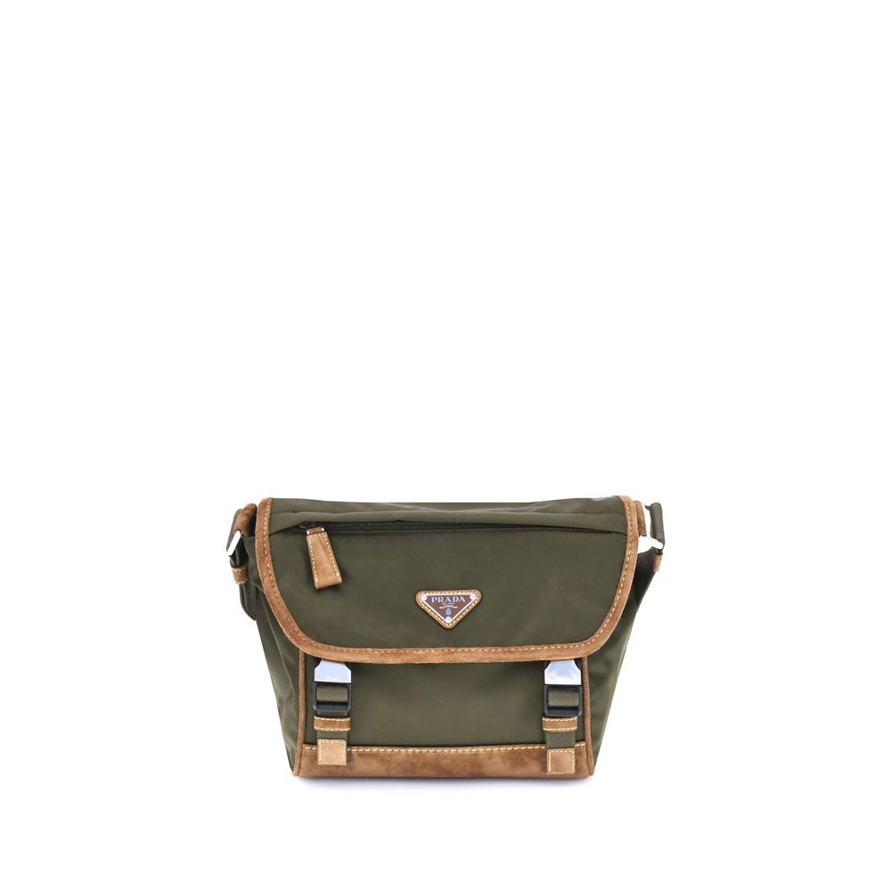 Prada – Mittelgroße Schultertasche aus Re-Nylon und Leder