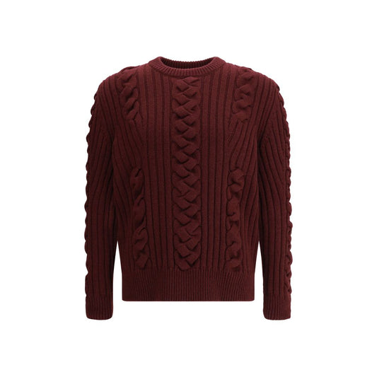 Alexander McQueen Bordeaux-Kaschmirpullover mit Pelzbesatz