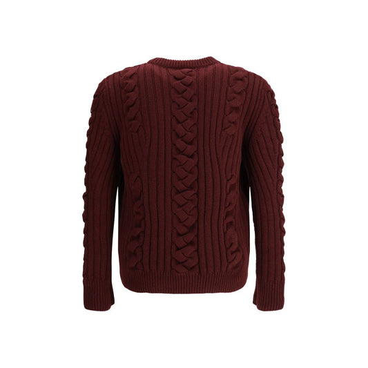 Alexander McQueen Bordeaux-Kaschmirpullover mit Pelzbesatz