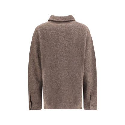 PAROSH Cardigan aus braunem Waschbärpelz