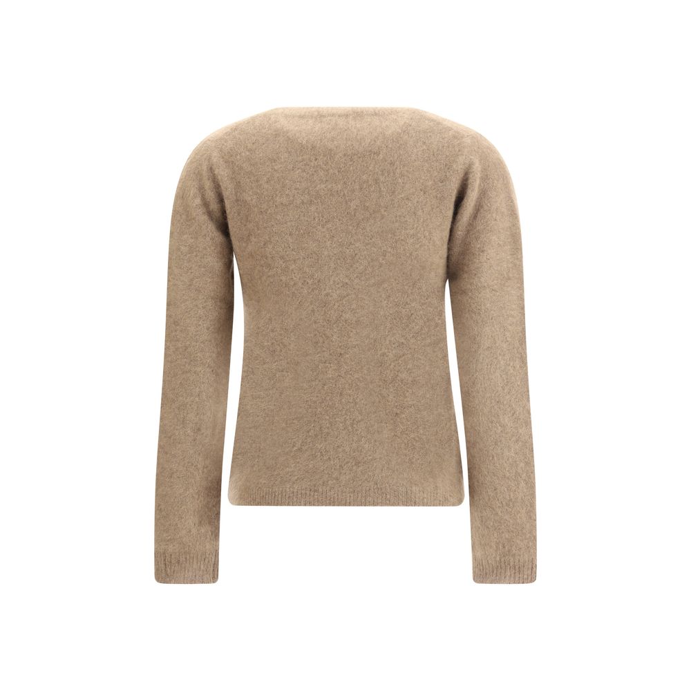 PAROSH Sweatshirt aus beigefarbenem Waschbärpelz