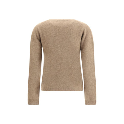 PAROSH Sweatshirt aus beigefarbenem Waschbärpelz