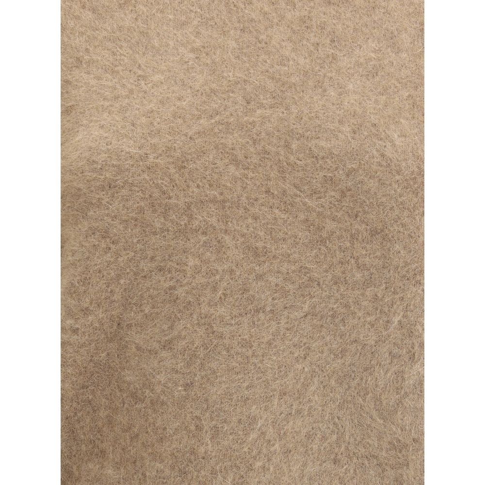 PAROSH Sweatshirt aus beigefarbenem Waschbärpelz