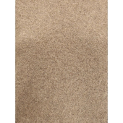 PAROSH Sweatshirt aus beigefarbenem Waschbärpelz